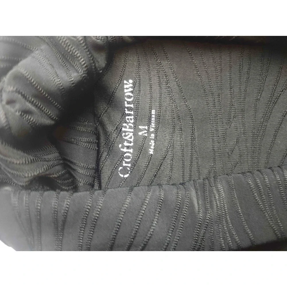 Croft & Barrow Womens Black Textured Wave Open Front Cardigan Jacket Size M